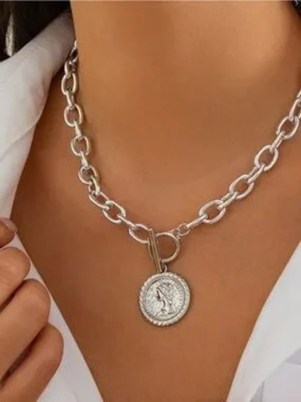 Silver Roman Coin Choker Necklace